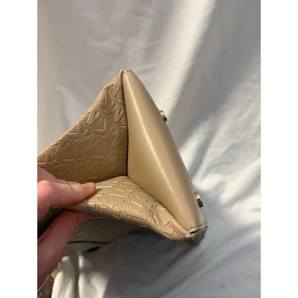 Michael Kors Gramercy Satchel Embossed Purse Beige Tan GS